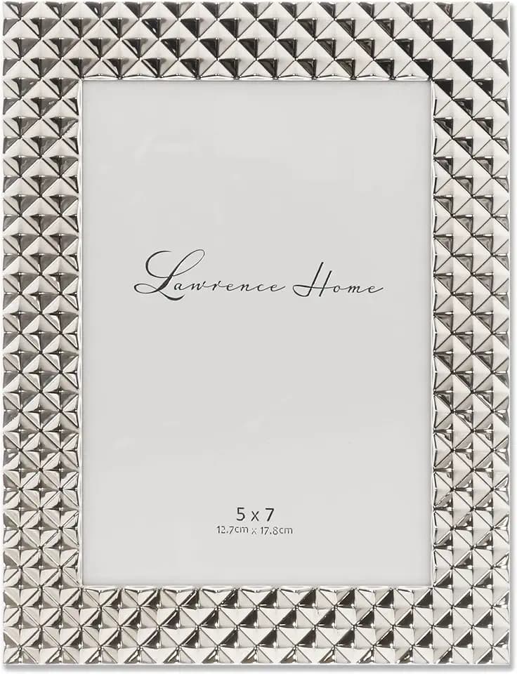 Lawrence Frames Metal Frame, Diamond Pattern, Silver, 5x7