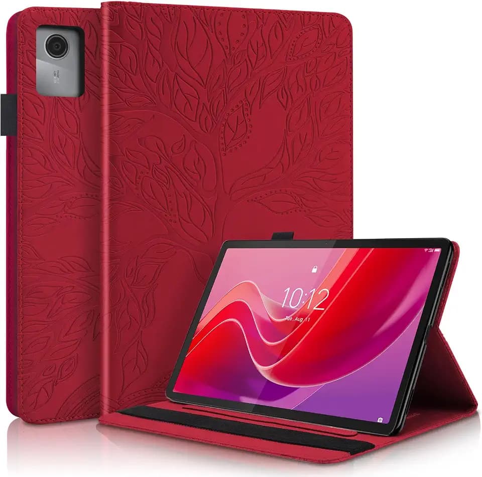 Hülle für Lenovo Tab M11 11 Zoll 2024 (TB330) Schutzhülle PU Leder mit Stifthalter und Standfunktion für Lenovo Tab M11 Hülle Rot