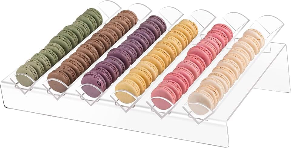 Acrylic Macaron Display Tray, Macaron Stand Cookie Display Stand with 6 Slots……