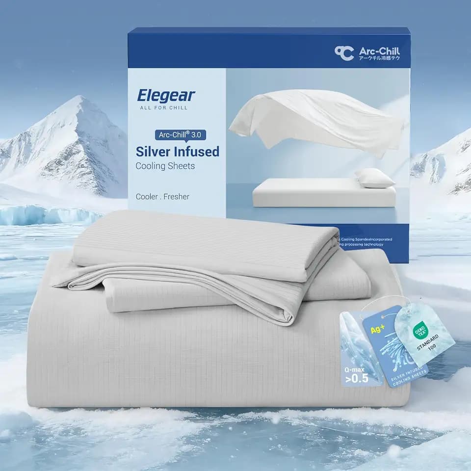 Elegear Silver-Infused Cooling Sheets for Hot Sleepers, Twin Size, 4-Piece