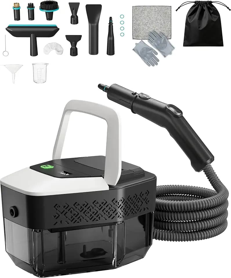 Behome Steam Cleaner 1.9 Qt Tank Portable Steamer for Cleaning with 3-Levels Adjustable Handle 15s Heat-Up Steam Cleaner for Cars, Home, Tile, Grout, Grease and Windows 1500W, 58PSI, 212°F Steam