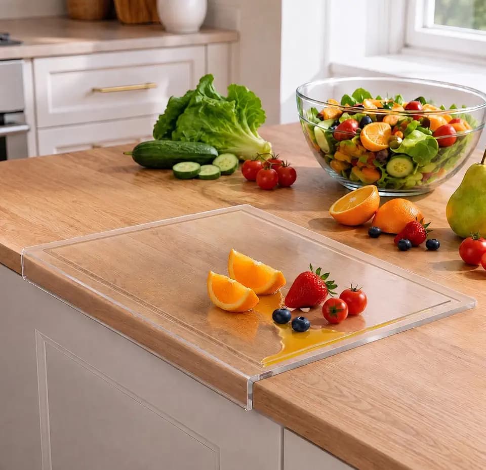 SWSKR Clear Acrylic Cutting Board with Juice Groove,1pcs Clear - 17''x13''
