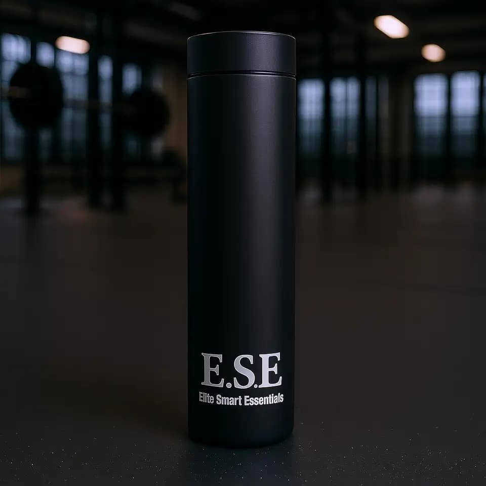 LED Digital Display Thermos Bottle, 500ml, Double Walled Vacuum Insulated, Stainless Steel, BPA-free, Leak Proof, Keep Cold and Hot up tp12H Leak Proof (Black) - E.S.E - Elite Smart Essentials