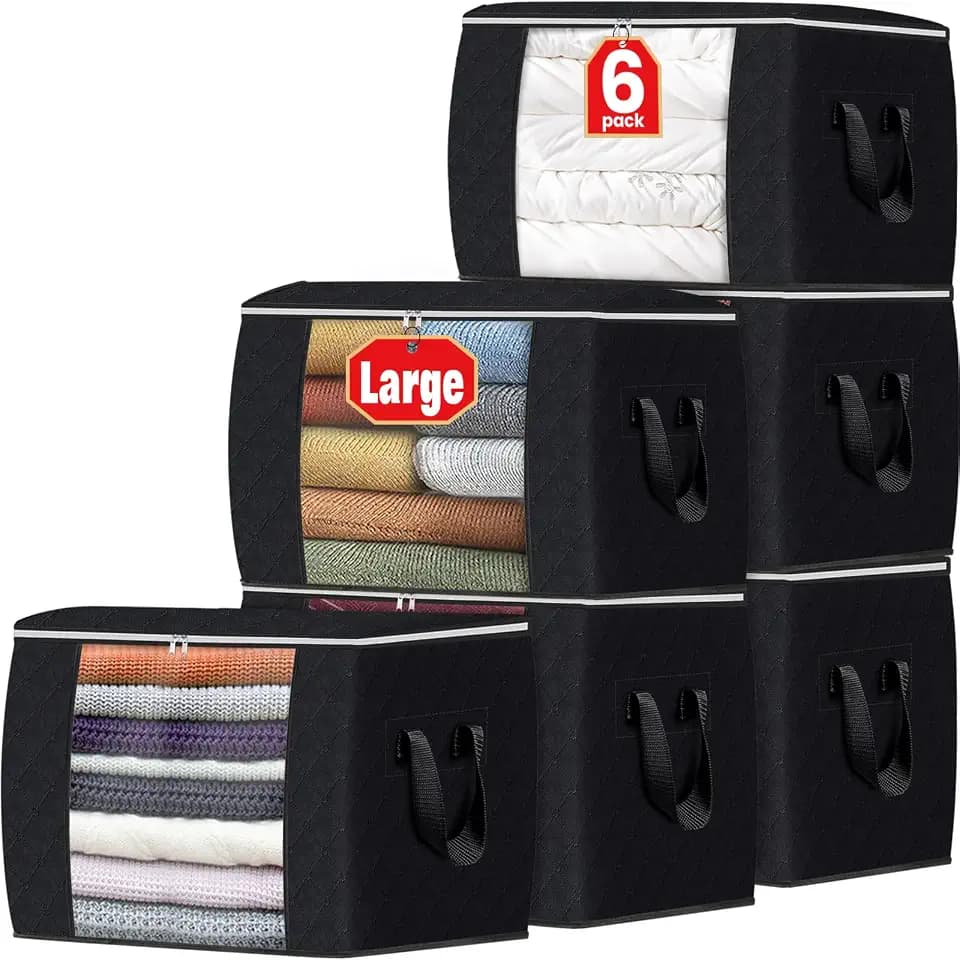Fab totes 90L Clothes Storage, Foldable Thick Fabric Blanket Storage Bags