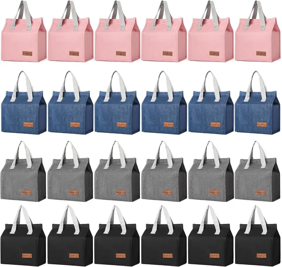 24 Pack Fashion Lunch Bags Bulk, Reusable Portable Lunch Tote,Lunch Box Bag