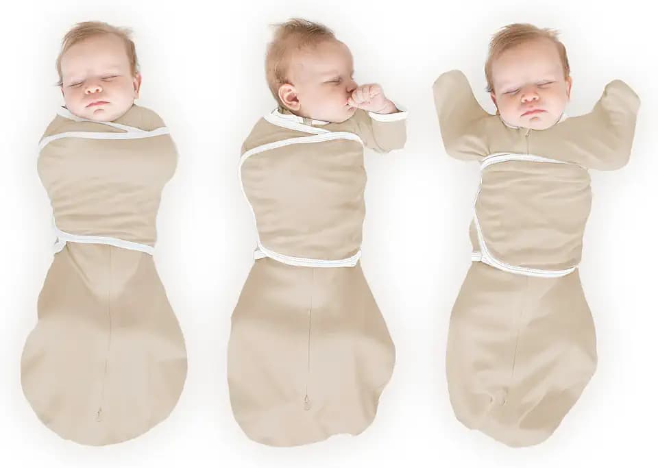 SwaddleDesigns Organic 6-Way Omni Swaddle Sack w/Wrap, SandDollar, 12-18lb