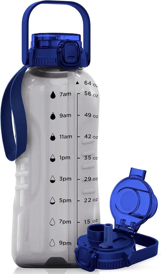AQUAFIT 64 oz Water Bottle with Handle, 2in1 Lid
