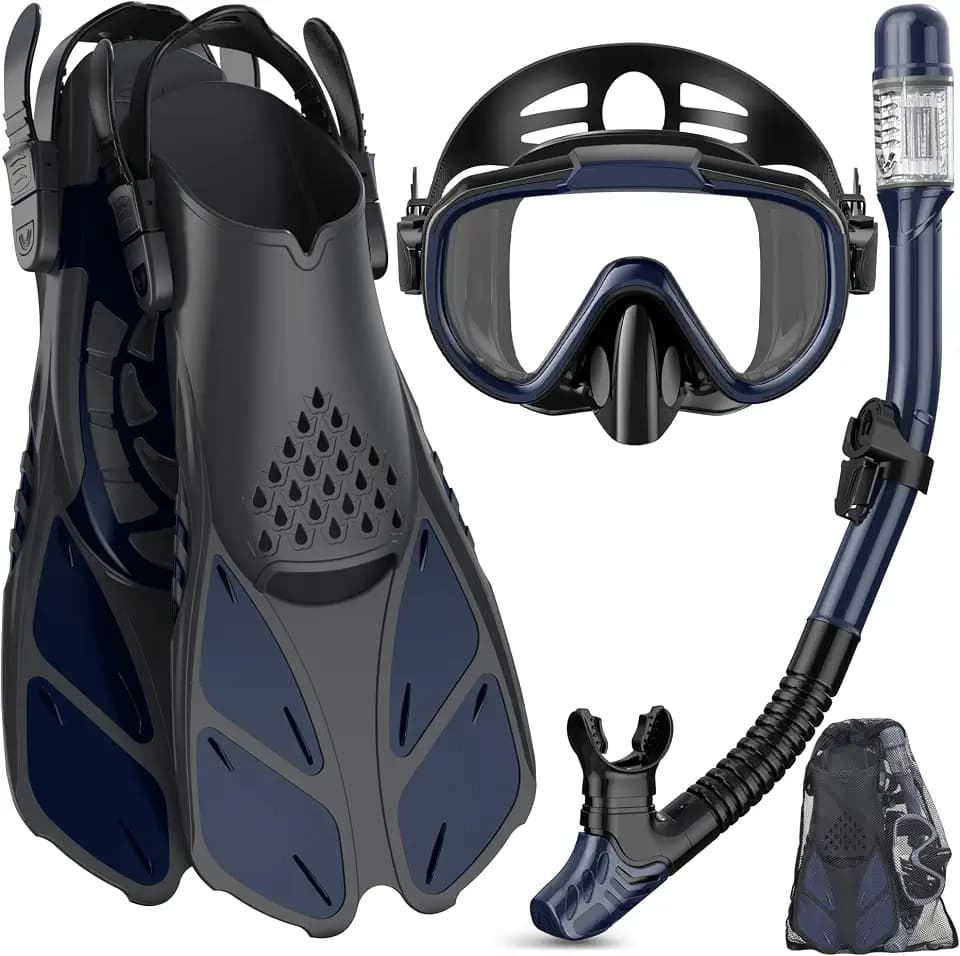 Ubekezele Snorkeling Gear for Adults 4in1 Set with Mask Snorkel