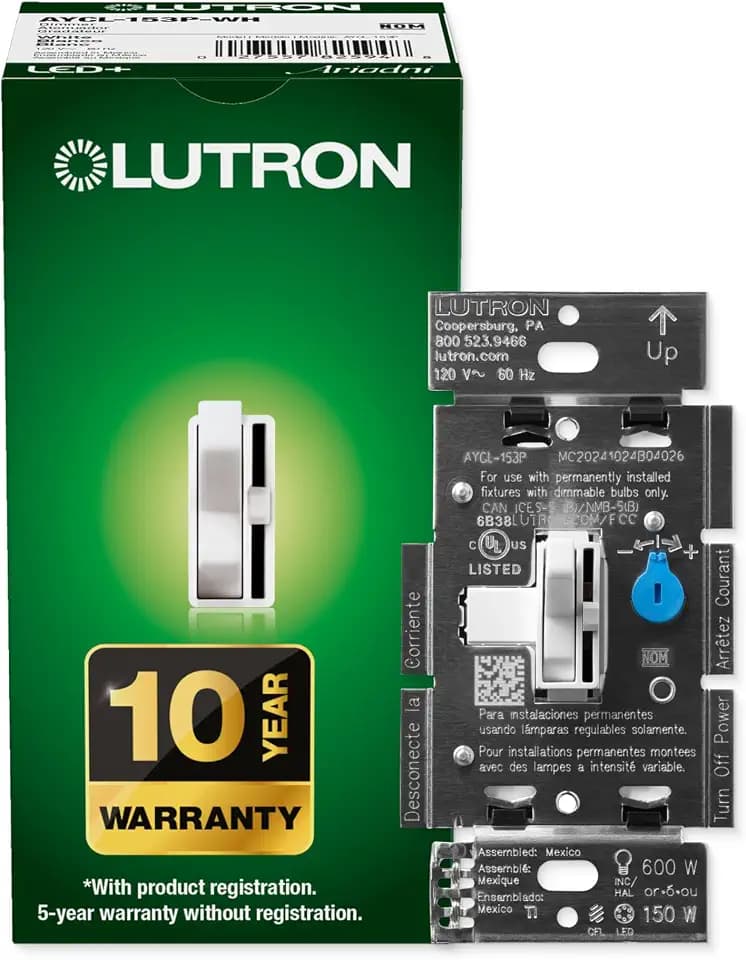 Lutron Ariadni/Toggler LED+ Dimmer Switch, Toggle Dimmer, Single Pole/3-way