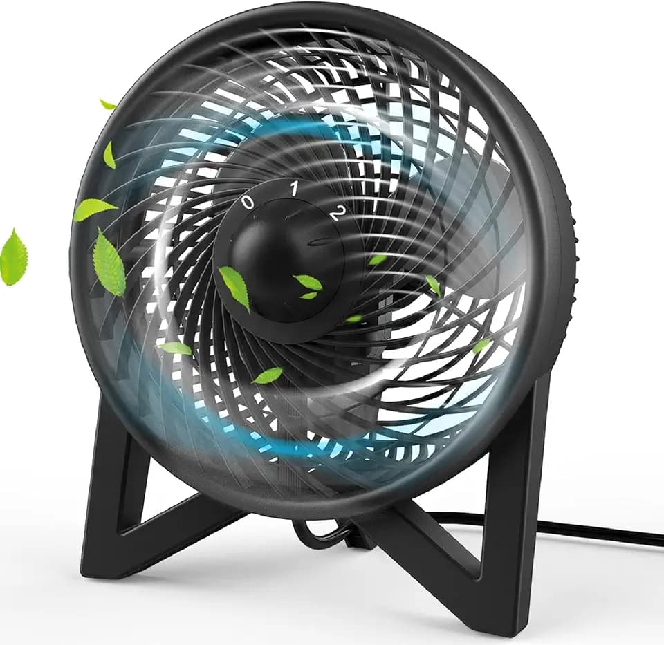 DR.PREPARE Desk Fan, 8 Inch Powerful Table Fan, Small Quiet Bedside Fan with 2 Speeds, Portable Personal Cooling Fan for Bedroom Sleeping Tabletop Office Home Kitchen Camping, Black