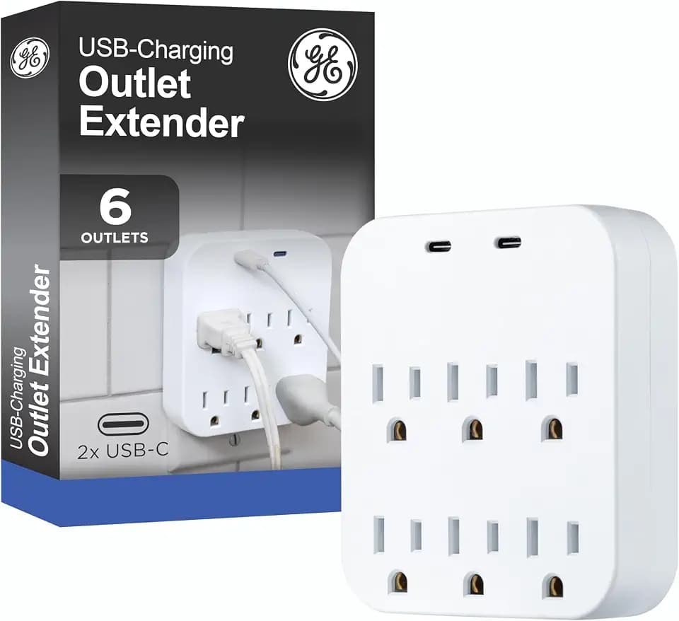 GE 6-Outlet Grounded Tap, Grounded Adapter, Outlet Splitter
