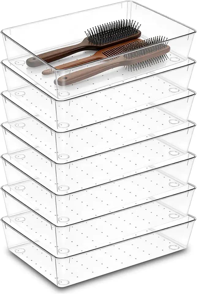 7Pack 6"*9" Clear Drawer Organizers for Makeup, Vanity, Office