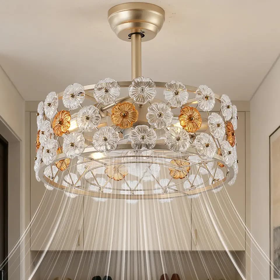 Crystal Fandelier Ceiling Fan with Light and Remote