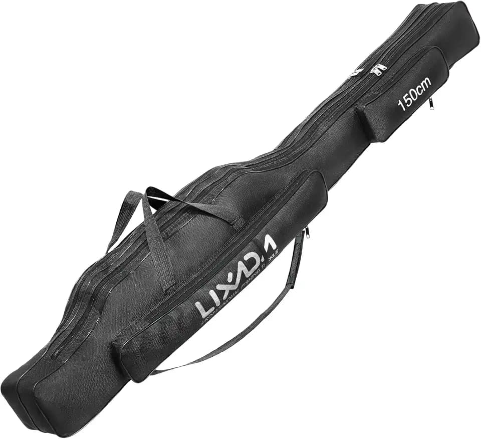Lixada Fishing Rod Case, Portable Folding Fishing Rod Case Fishing Pole Reel Storage Bag Fishing Gears Organizer