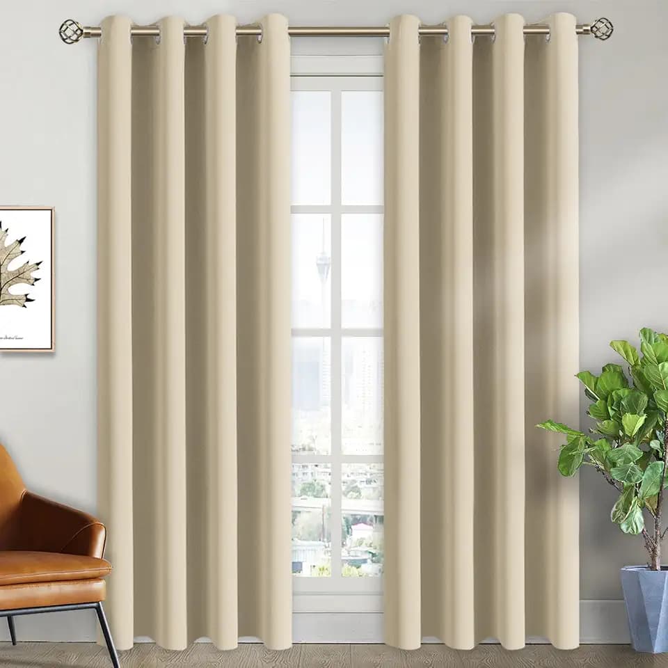 BGment Beige Room Darkening Curtains 84 Inch for Living Room - 2 Panels