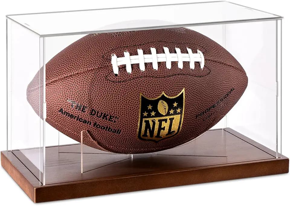 Football Display Case, Clear Acrylic Football Box, Removable Football Stand