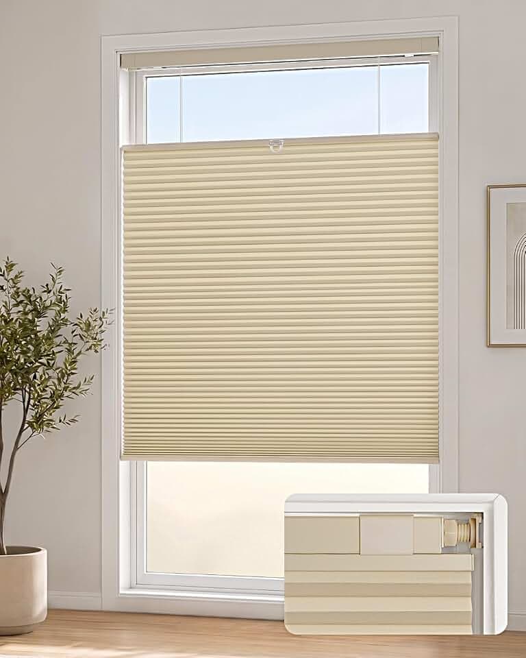 Lazblinds TDBU Cellular Shades, 35" W X 64" H, Beige