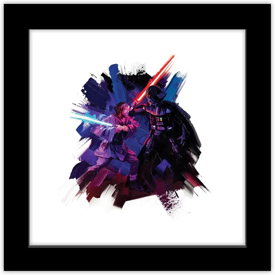 Trends International Gallery Pops Star Wars: Obi-Wan Kenobi - Darth Vader Saber Fight Badge Wall Art, Black Framed Version, 12'' x 12''