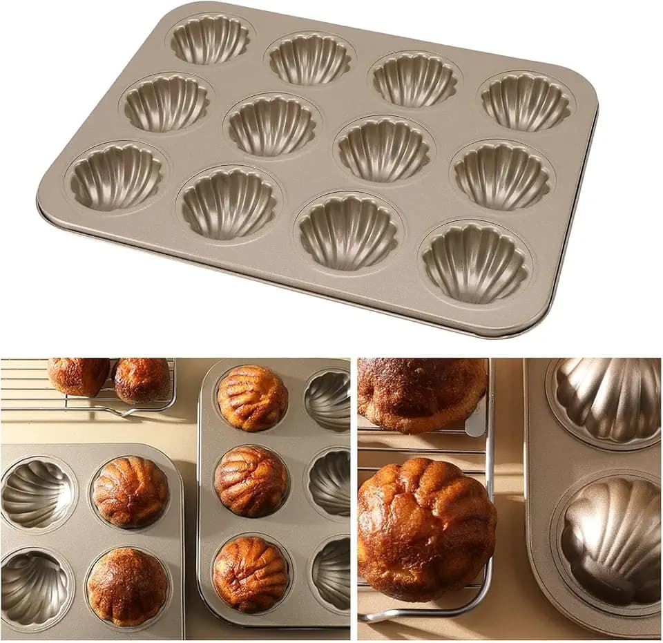 Tissting Muffin Pan, Madeleine Pan, 12 Cavity Madeleine Cookies Trays