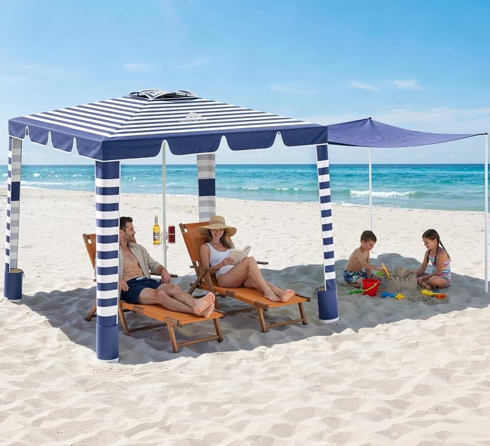 Rhino Valley Beach Cabana, 120 Sq. Ft Beach Canopy UPF50+ Protection
