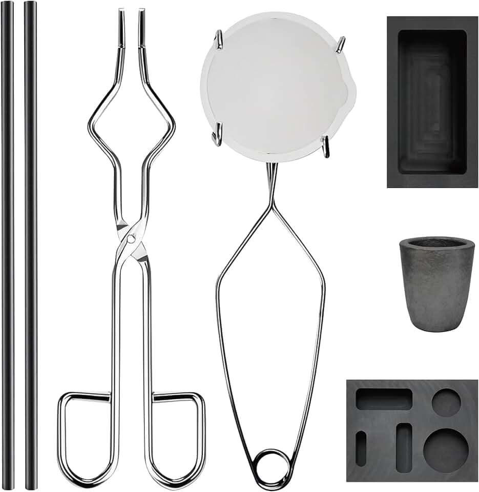 Nelyrho 8-in-1 Metal Casting Kit, Graphite Crucible Set for Melting Metals