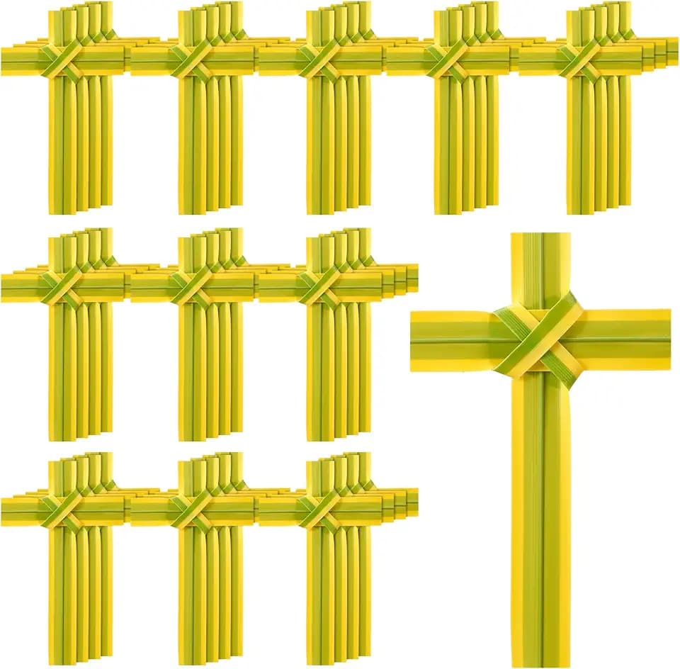 Bucherry 100 Pcs Palm Sunday Cross Plastic Held Portable Prayer Crosses Catholic Christian Supplies for Palm Sunday, Easter, Lent Season & Church Home Wall Cross Decor (7.09 Inches)