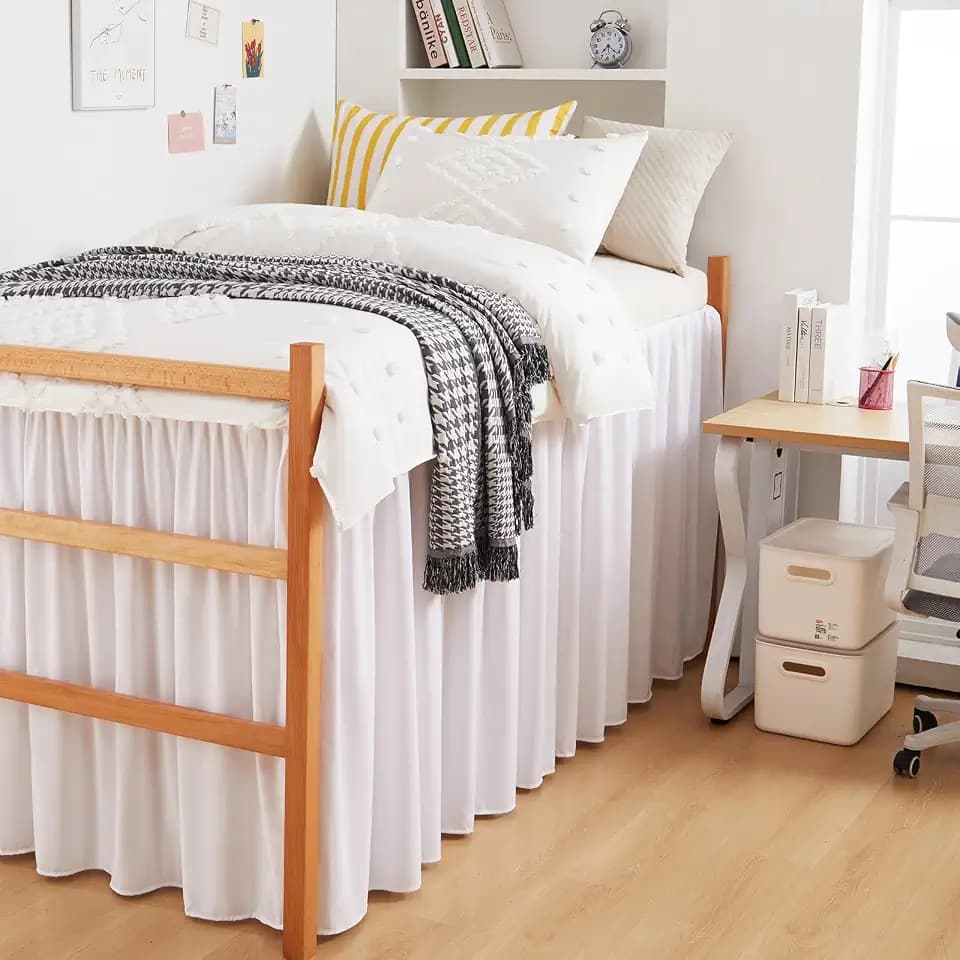 MEILA Dorm Bed Skirt, Twin XL with 32 Inch Drop, White