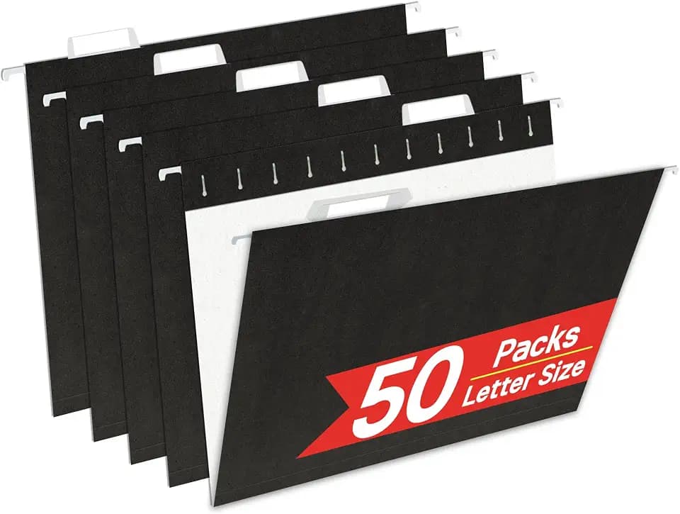VZCPYTPM 50 Pack Hanging File Folders,Black Folder Letter Size 8.5x11 Inch