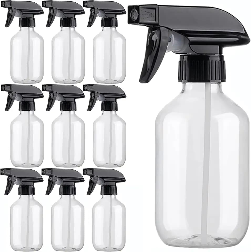 10 Packs Spray Bottle,10 Oz/300ml Fine Mist Water Spray Bottles, Plastic Refillable Containers with Adjustable Nozzle for hair, pets, plants, cleaning