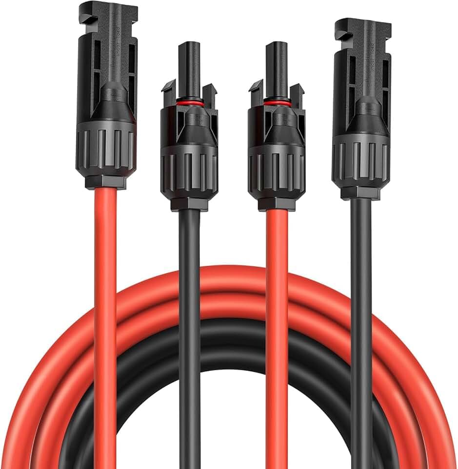 Solarkabel 4mm²/ Verlängerung 5M – UV-beständig, TUV, VDE Zertifiziert, mit Solarsteckern, für Photovoltaikanlagen (Rot/Schwarz) (4mm²/5m)
