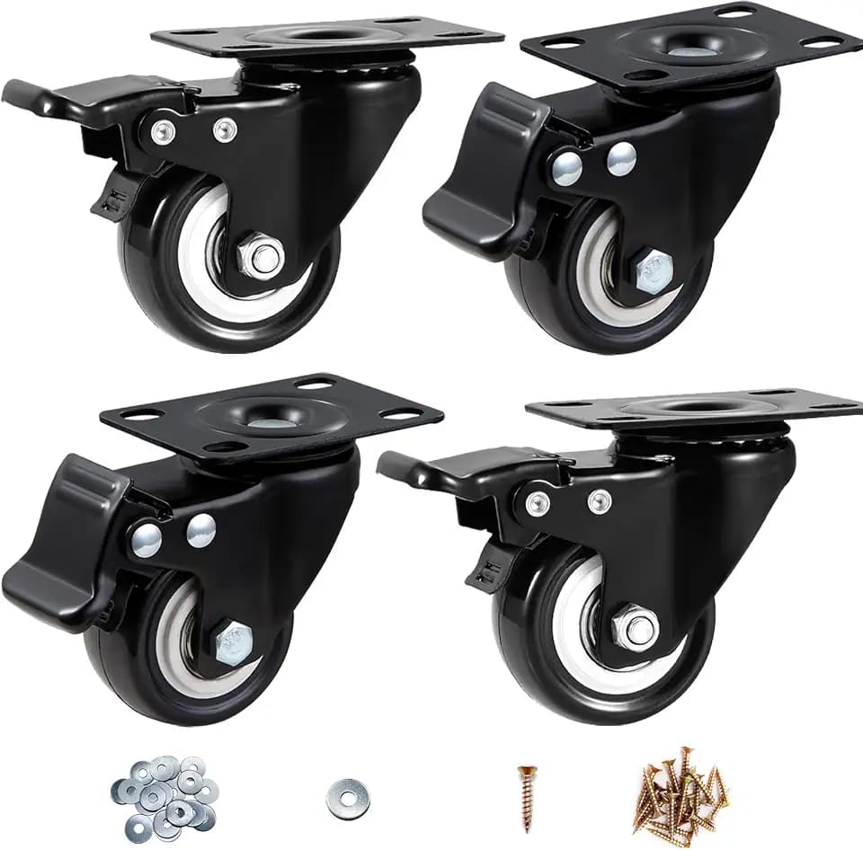 2" Caster Wheels - Heavy Duty Casters Set of 4 Dual Locking Swivel