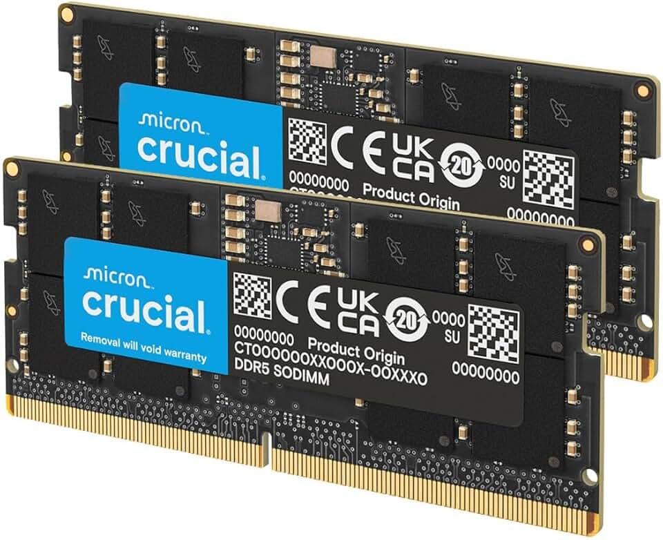Crucial DDR5 RAM 32GB Kit (2x16GB) 5600MHz SODIMM, Arbeitsspeicher für Laptop/Notebook, Mini PC (auch 5200MHz / 4800MHz) CL46 - CT2K16G56C46S5