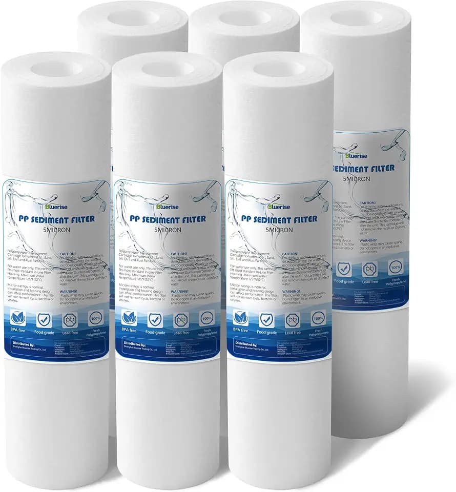 BLUERISE 5 Micron 10" x 2.5" Sediment Water Filter Replacement Cartridge