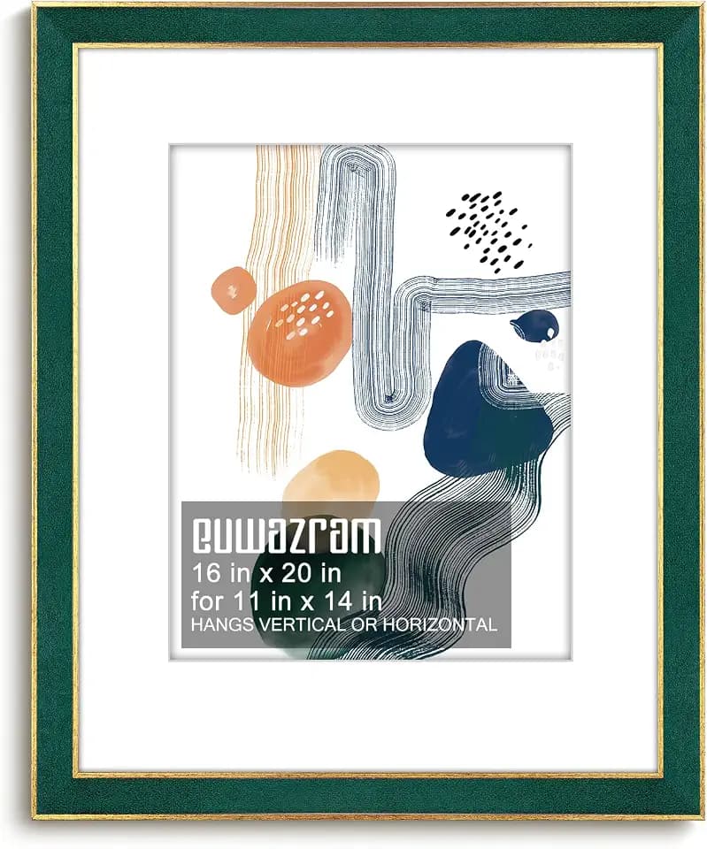 16x20 Poster Frame with Mat for 11x14, Suede Green