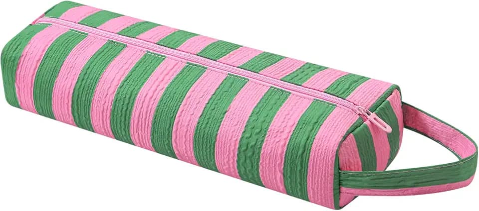 RSRSLEII Striped Hair Tools Travel Bag, Portable&Foldable, Green&Pink