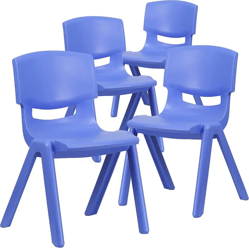 Flash Furniture 15.5 in Plastic Stackable School Chair, Blue, 4-Pack