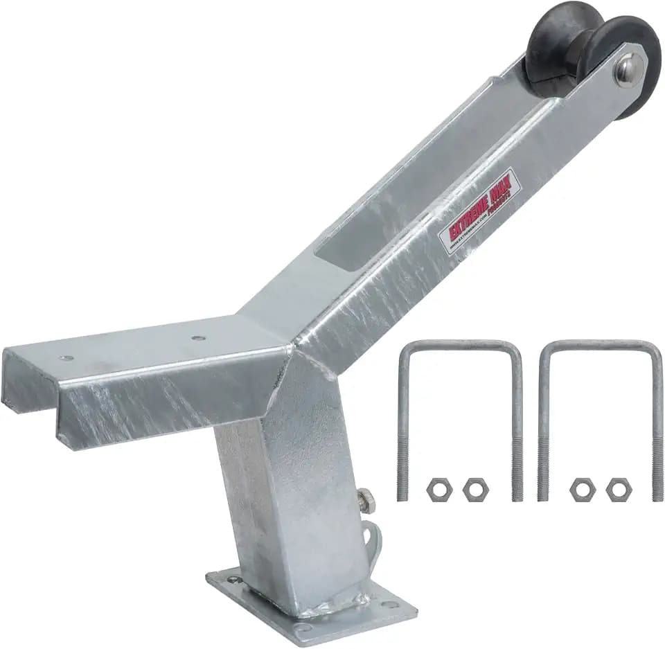 Extreme Max 3006.6895 Adjustable Height Notched Winch Stand with Roller - Galvanized Finish, Hardware Fits 3" W x 4" H Trailer Frames