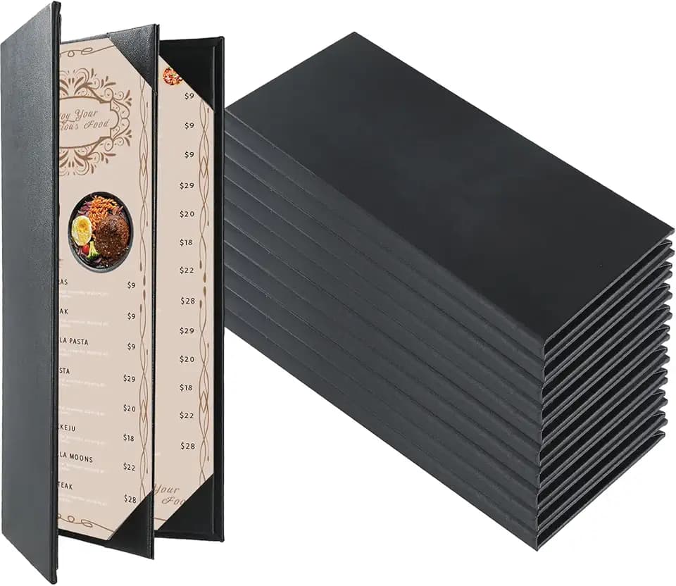 Menu Covers 4.25 x 11", 10Pcs 4 View Leather Restaurant Menu Holders