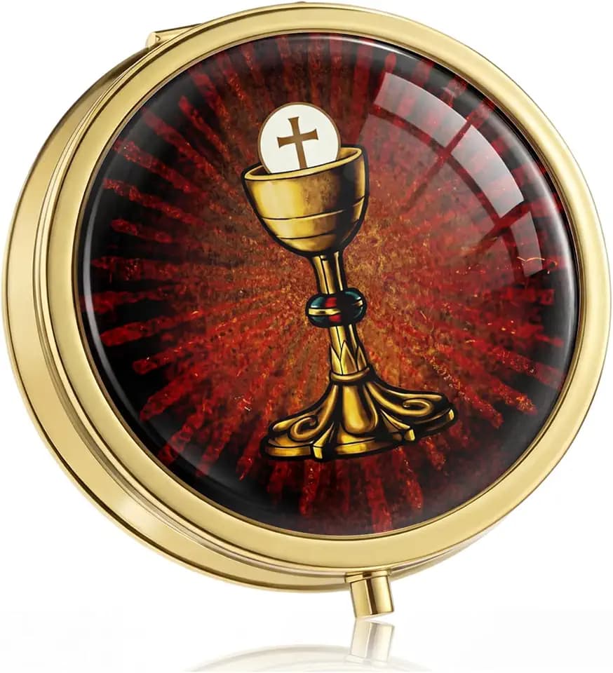 Weysat Pyx for Communion Host Catholic Gold Fish,Holy Grail