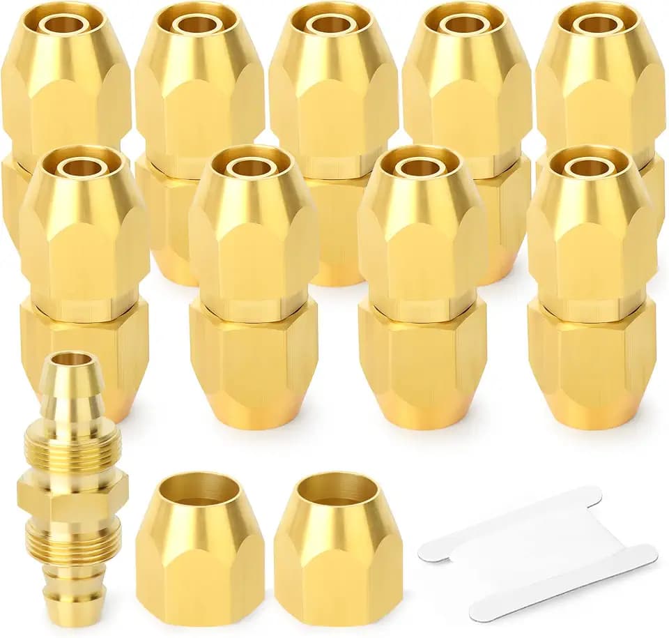 GASHER 10PCS Brass Pneumatic Replacement Fitting, Reusable Hose Splicer Repair Fitting 1/4" Barb (Suitable for 1/4" ID,5/16" OD air hose)