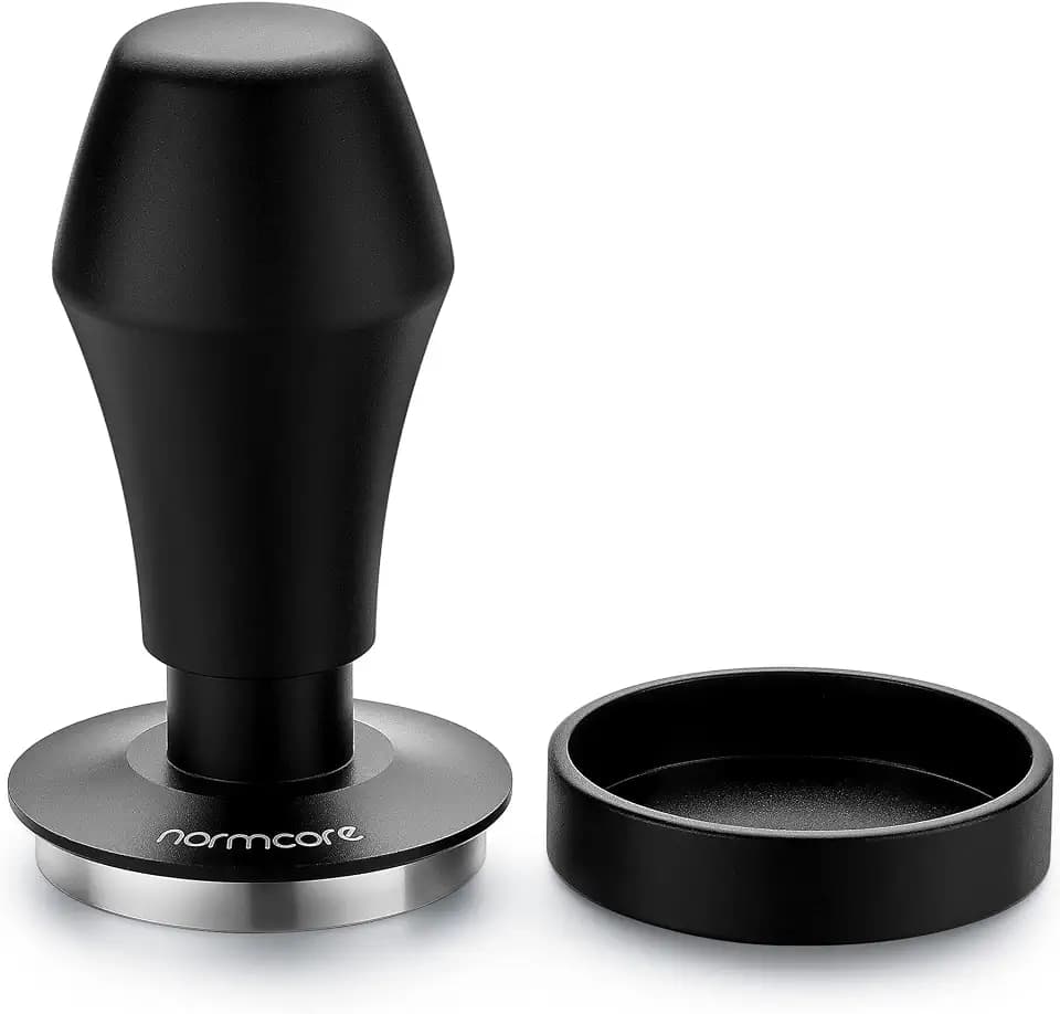 Normcore Coffee Tamper 51.5mm - Spring-loaded Tamper - Barista Tools - Barista Tools - Barista Coffee Tamper with Anodized Aluminum Tamper Stand Holder - Stainless Steel Flat Base