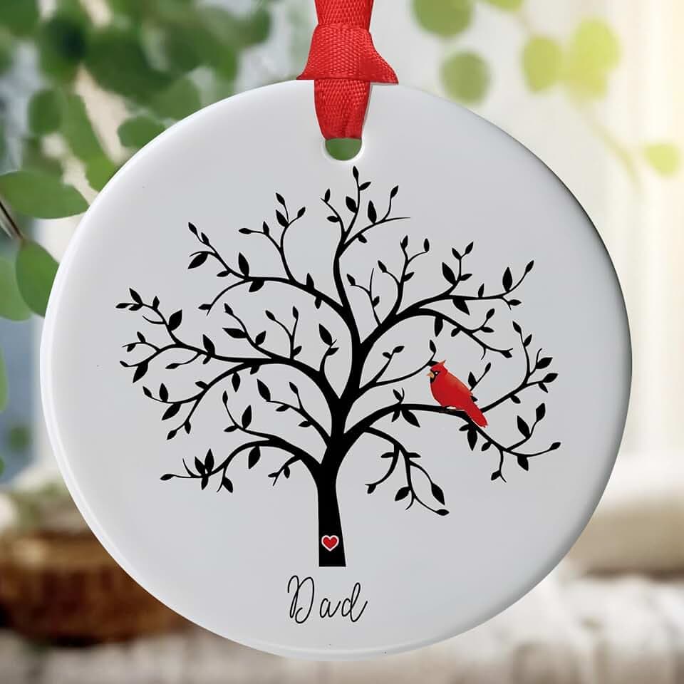 Jocidea Memorial Cardinal Ornament Gift, Sympathy Gift for Loss of Dad, In Loving Memory of Dad, Memorial Christmas Ornament, Bereavement Gift for Loved One in Heaven