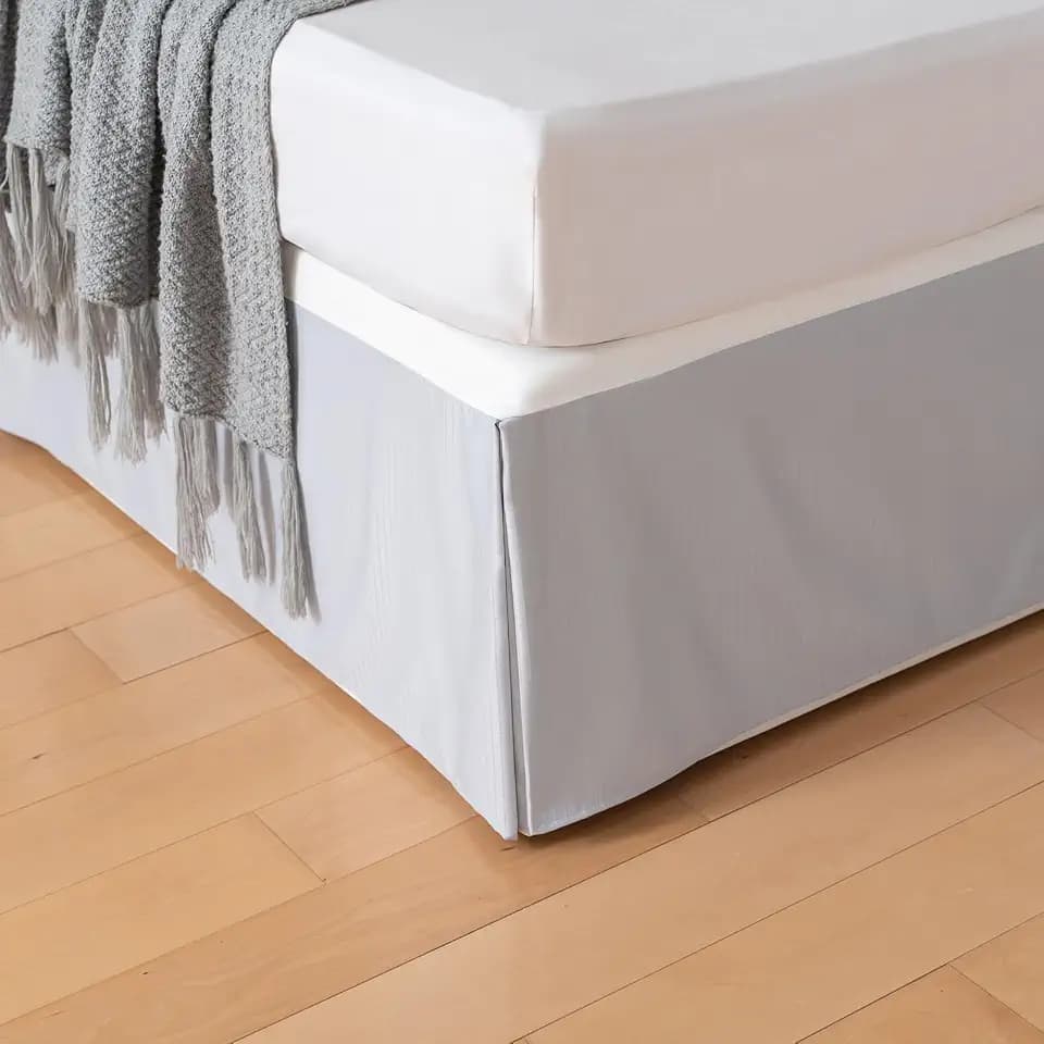 Pleated Bed Skirt Queen Size, Pleated Grid Plaid Tailored 14 Inch Drop