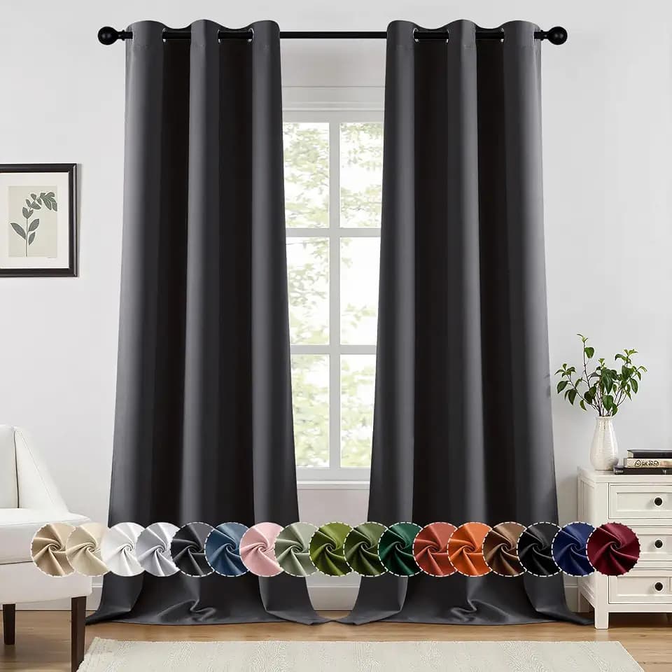 MIULEE Blackout Curtains for Bedroom 2 Panels 40 x 90 Inch Long Dark Grey