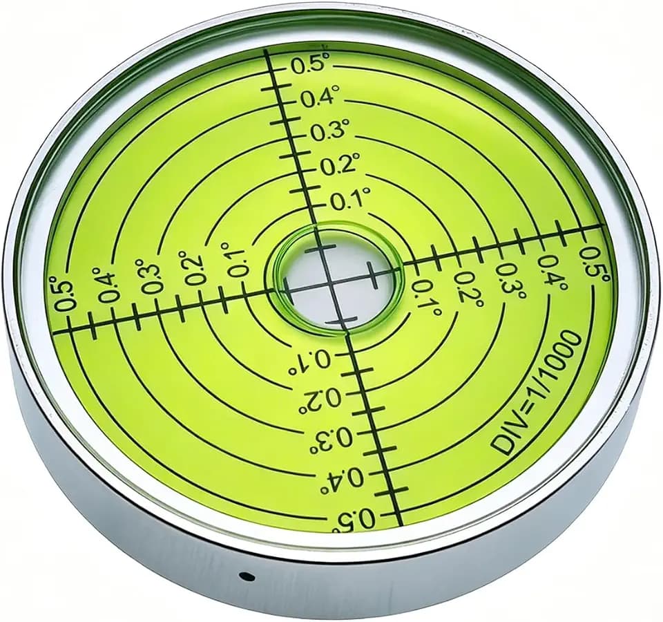 Aluminum alloy high-precision universal horizontal level instrument bubble level tool circle 2.4 inches 60mm (3 points silver green (magnetic))