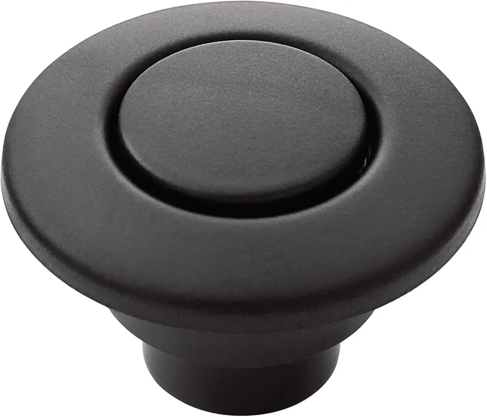 Moen Matte Black Garbage Disposal Air Switch Coordinating Decorative Button, Decorative Button Only, Housing Required, Button Only, Air Switch Sold Separately, AS-4201-BL