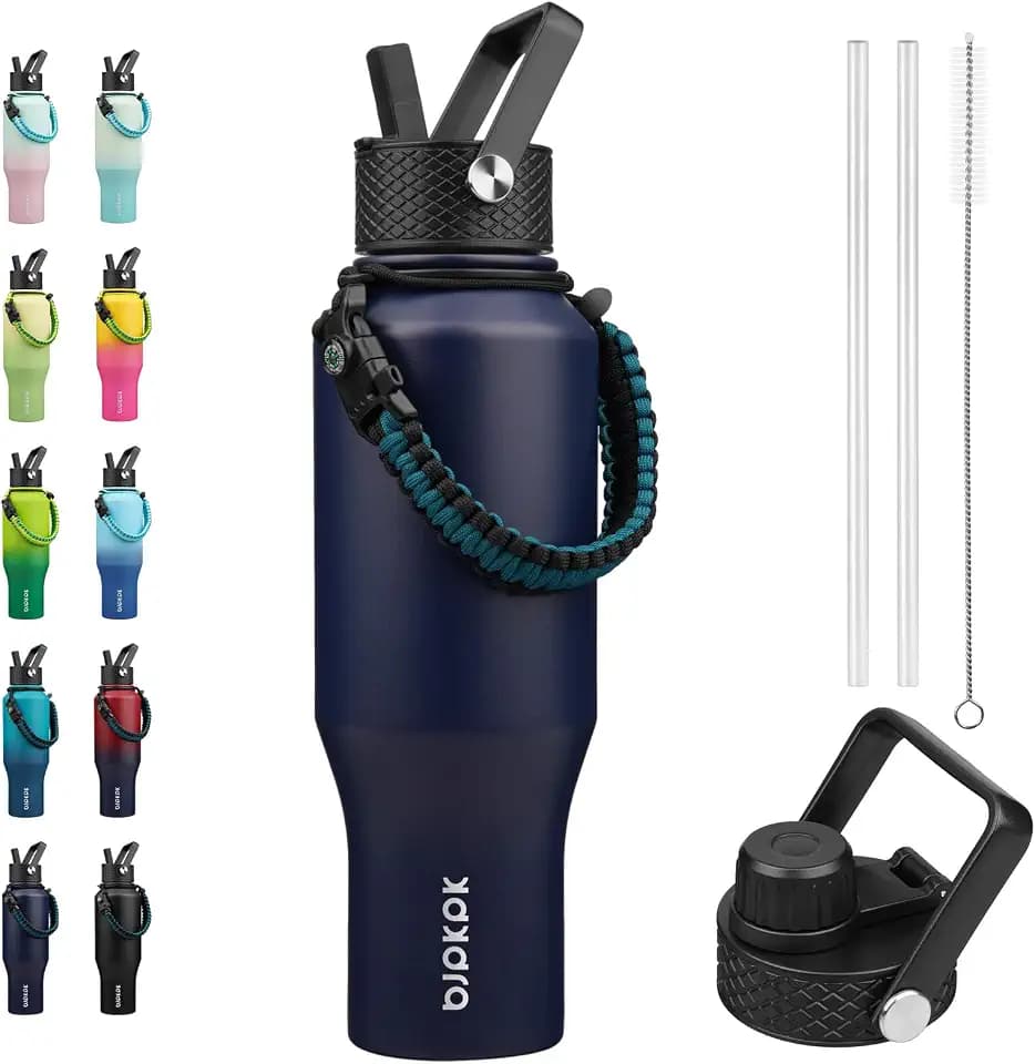 BJPKPK 35oz Insulated Water Bottle with Straw Lid, Stainless Steel Bottle