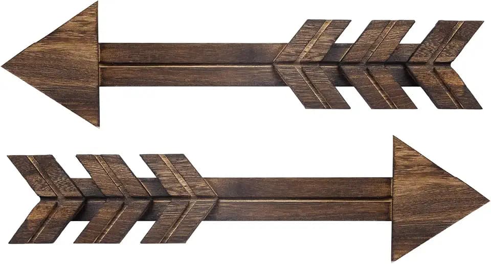 Dahey Rustic Wooden Arrow Wall Decor Farmhouse, 15" Wood Arrows Sign Wall Hanging Art Christmas Decoration for Home or Wedding, Set of 2