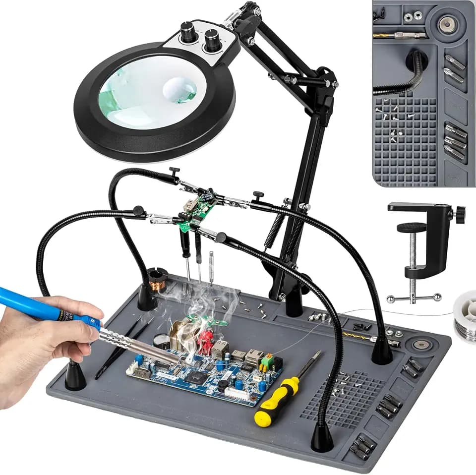 Helping Hands Soldering Station, 10X 30X Magnifying Glass with Light