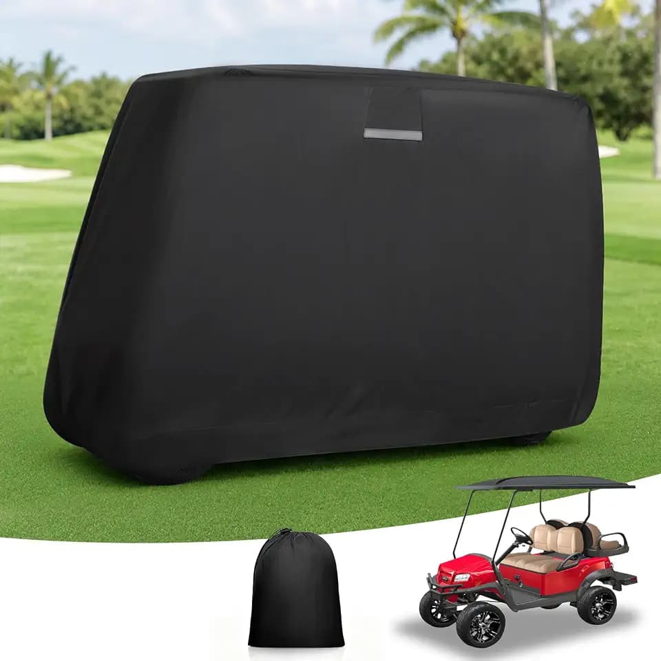 Tecoom Golf Cart Cover 2/4/6 Passenger for EZGO, Yamaha, Club Car, All Weather Waterproof 600D Heavy Duty Rain Enclosure, Zipper Doors, Windproof Buckle